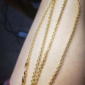 18K Solid Gold Necklace 24" Long, 10.71 Grams